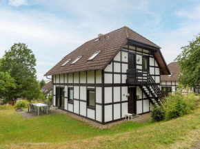 Half timbered house in Kellerwald National Park with a fantastic view